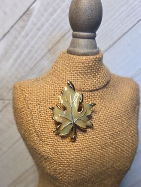 Vintage D'Orlan Enamel Maple Leaf Brooch Pin